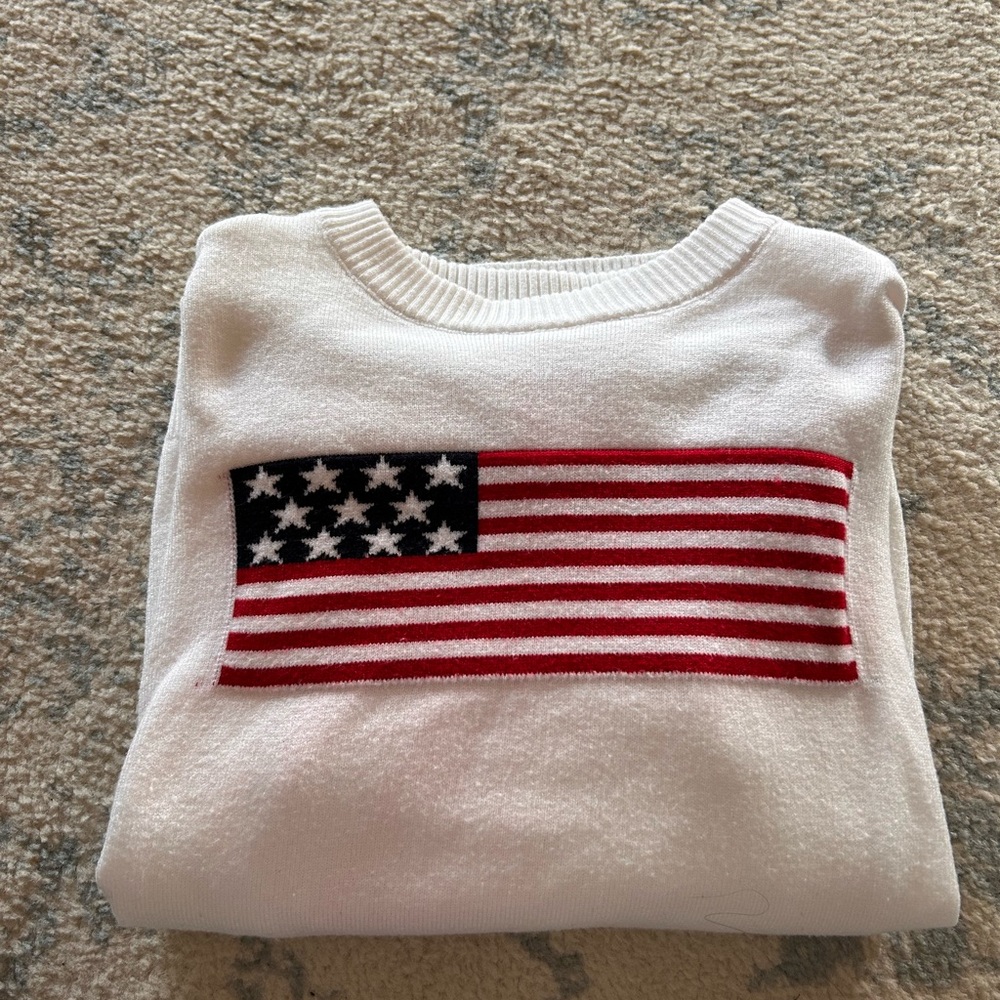White Sweater with American Flag Design